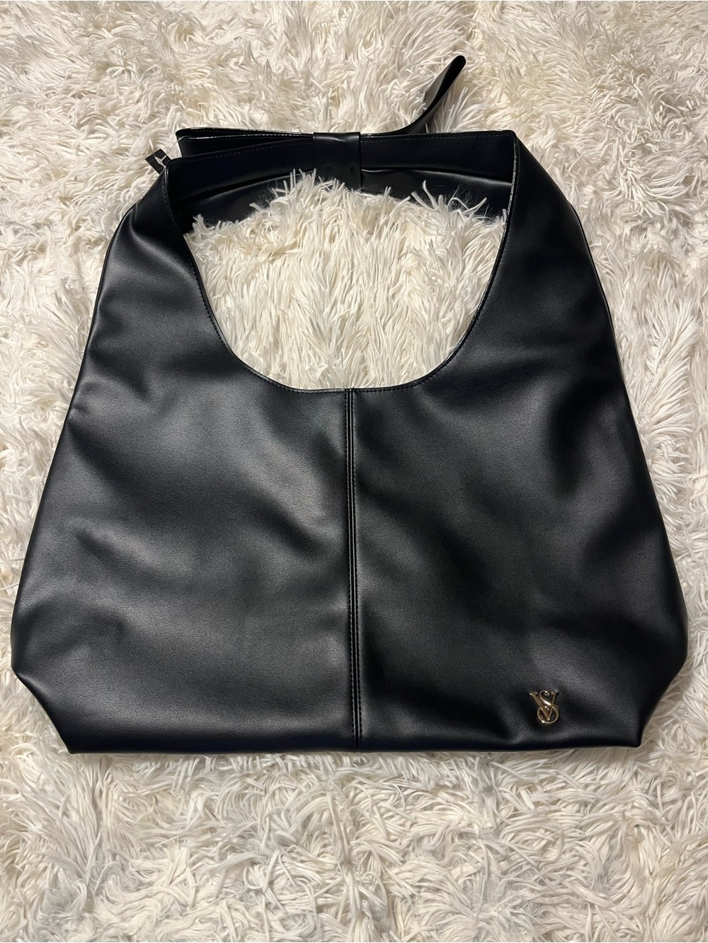 Black Faux Leather Victoria’s Secret Hobo Bag
